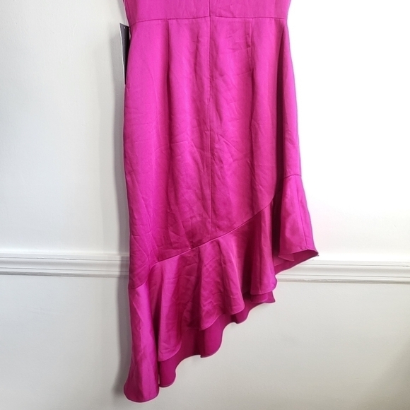 New Theia Lisette High-Low Ruffled Soft Dahlia Cocktail Midi Dress NWT Size 6 - Picture 13 of 15